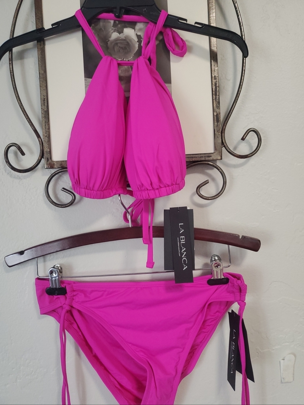 La Blanca Bright Pink Halter Bikini Set
